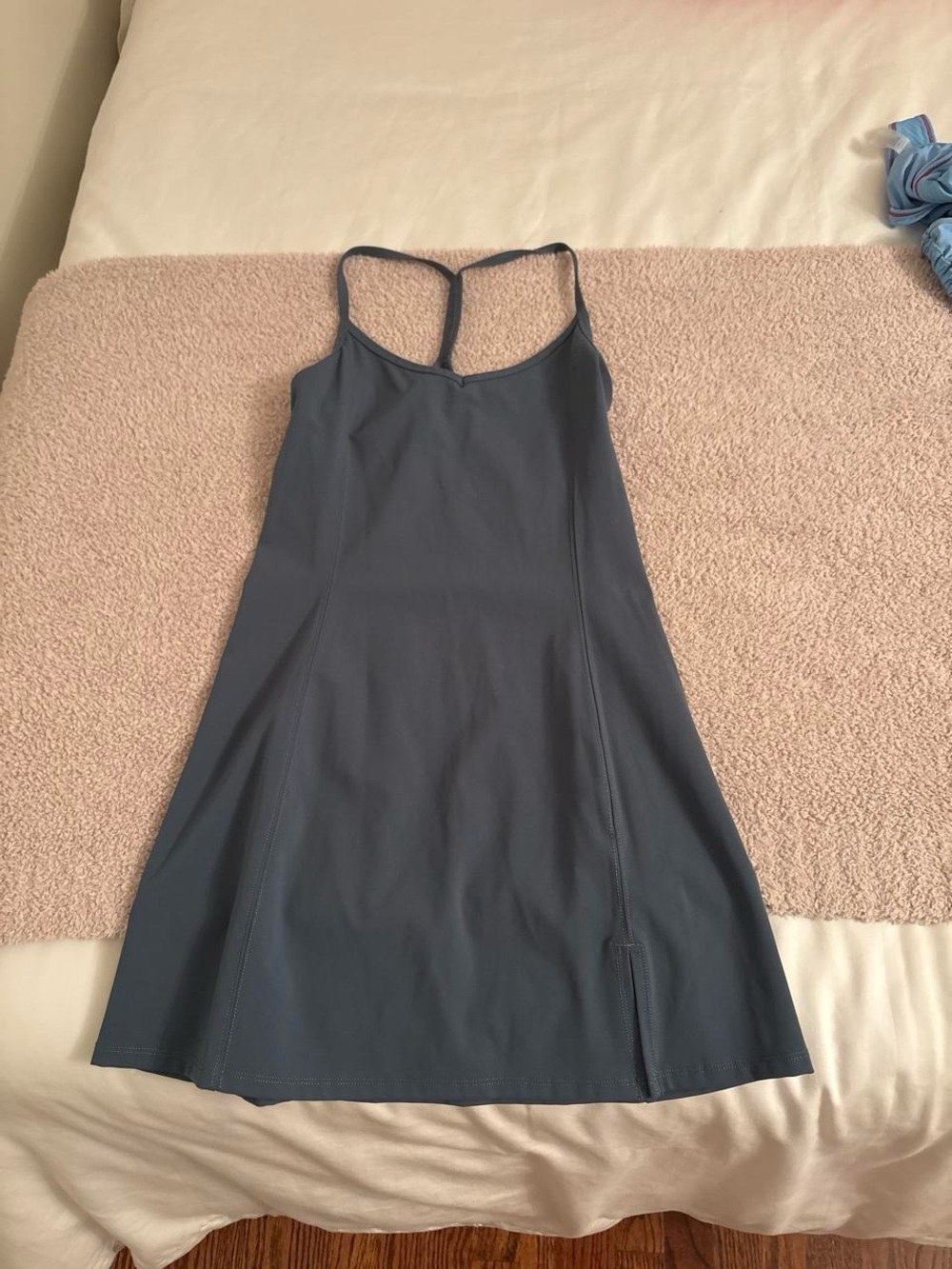 Aritzia Slate Blue Slim-Strap A-Line Mini Dress